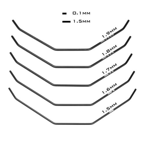 TKR6624 Jeu de barres stabilisatrices (avant, barres uniquement, 1,5, 1,6, 1,7, 1,8, 1,9 mm, EB410/ET410)