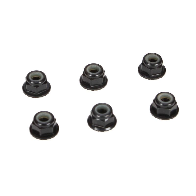 TLR336000  4mm Aluminum Serrated Lock Nuts, Black (6)