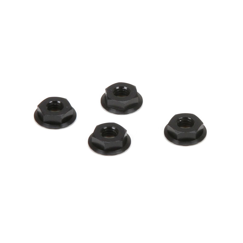 TLR336003 M4 Aluminum Serrated Nuts, Low Profile, Black (4)
