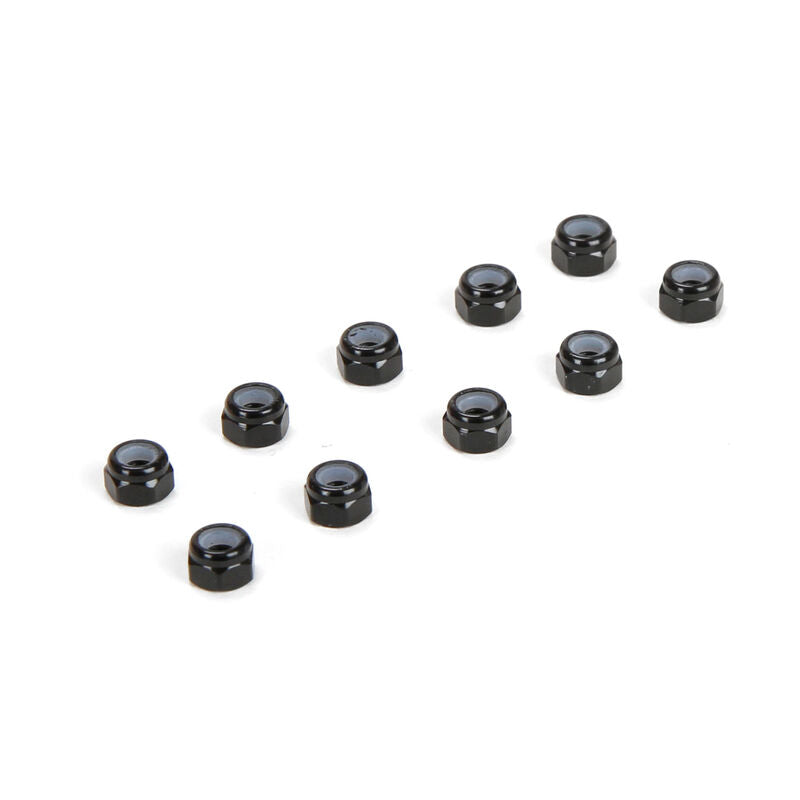 TLR336004 M3 Aluminum Lock Nuts, Black (10)