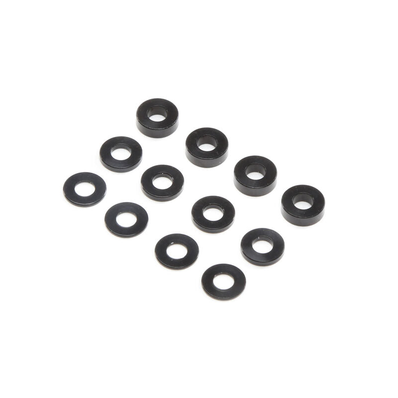 TLR336007 Juego de arandelas de aluminio con bloque de ruedas M3, negro (4ea)