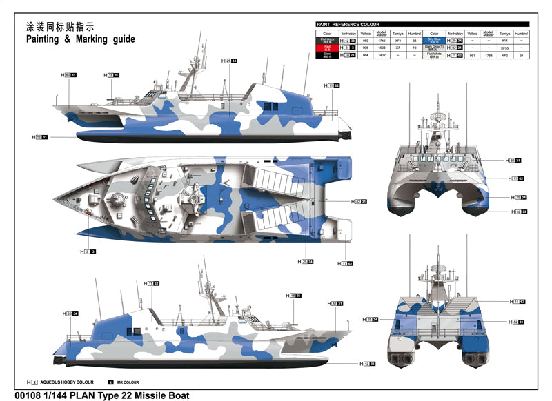 00108 Trumpeter 1/144 PLA Navy Barco de Misiles Tipo 22