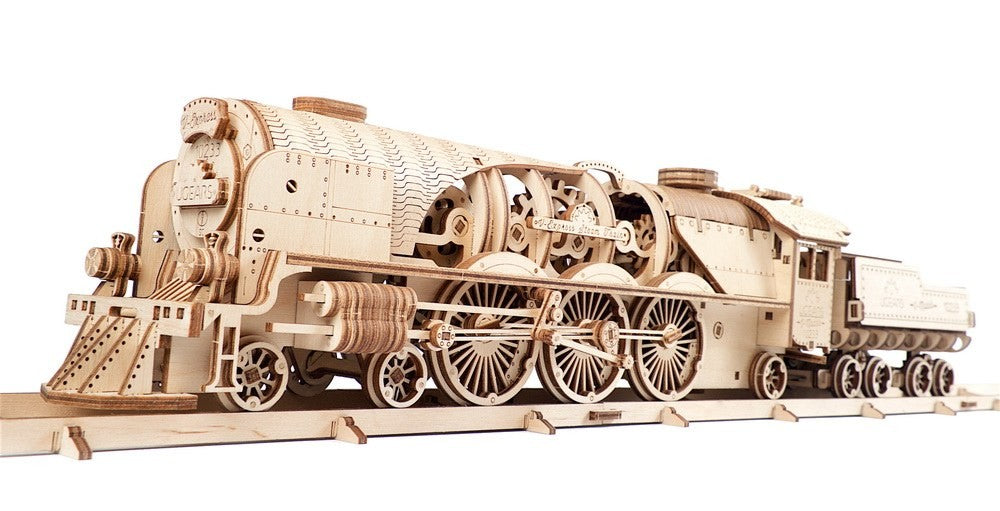 Tren de vapor UGears V-Express con ténder - 538 piezas (avanzado) 