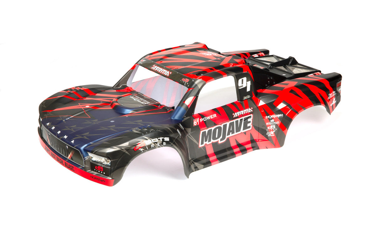 ARA411004 MOJAVE 6S BLX PAINTED DECALLED TRIMMED BODY (BLACK/RED)