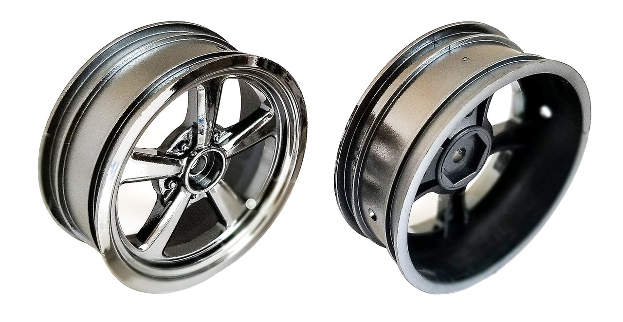 ASC71077 Drag Front Wheels, 2.2 in / 3.0 in, 12mm Hex, Black Chrome