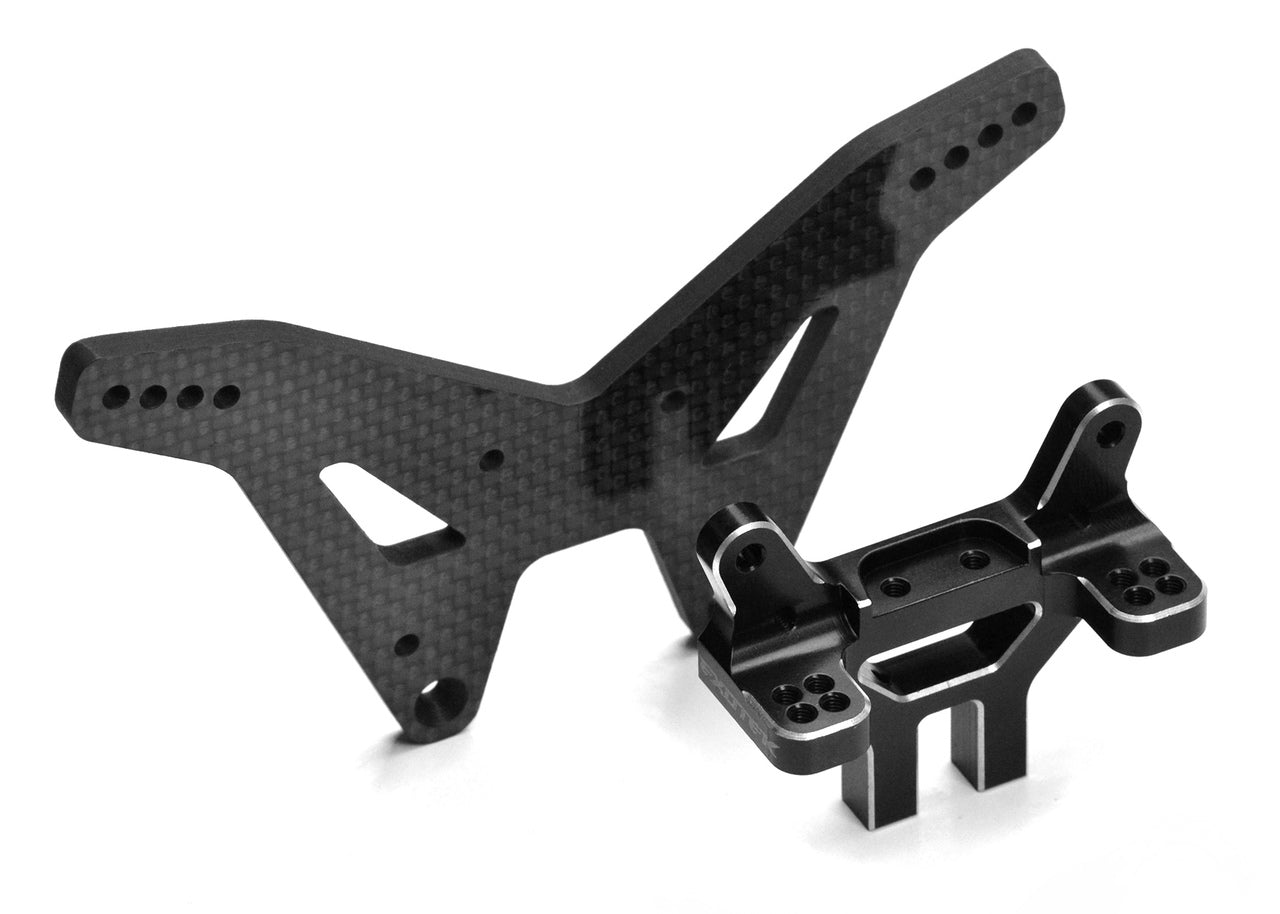 EXO2056 Carbon Rear Shock Tower Set, 7075 and 4mm CF, for Losi 22S Drag