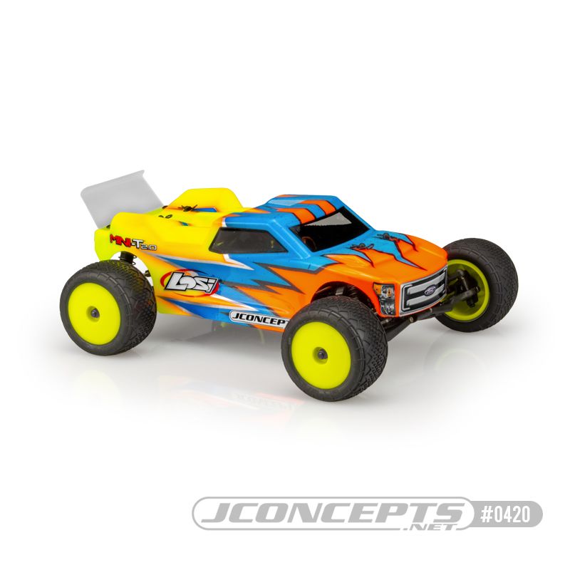 JConcepts Finnisher - Mini-T 2.0 clear body w/ rear spoiler