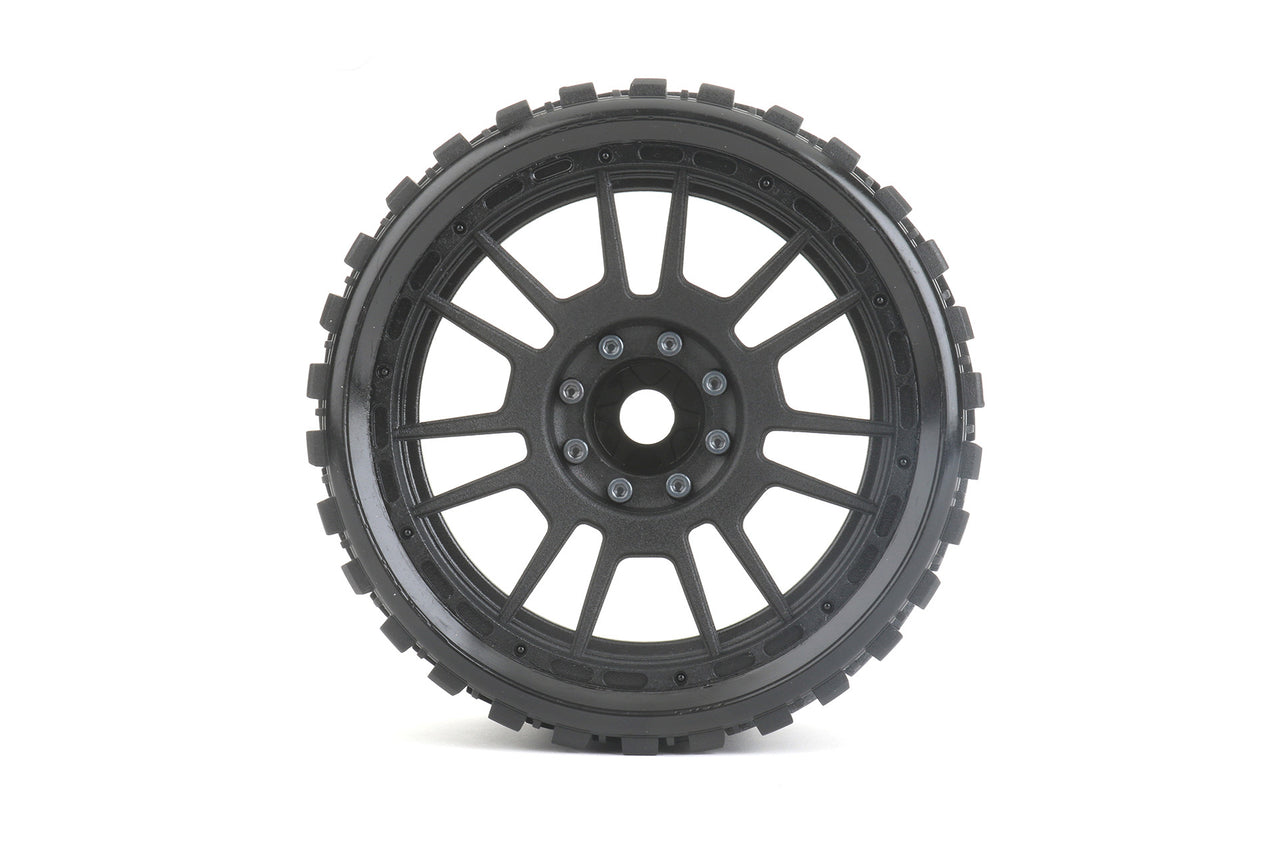JKO1902CBMSGBB1 1/8 SMT 4.0 Prophet Tires Mounted on Black Claw Rims, Medium Soft, Belted, 17mm 0" Offset