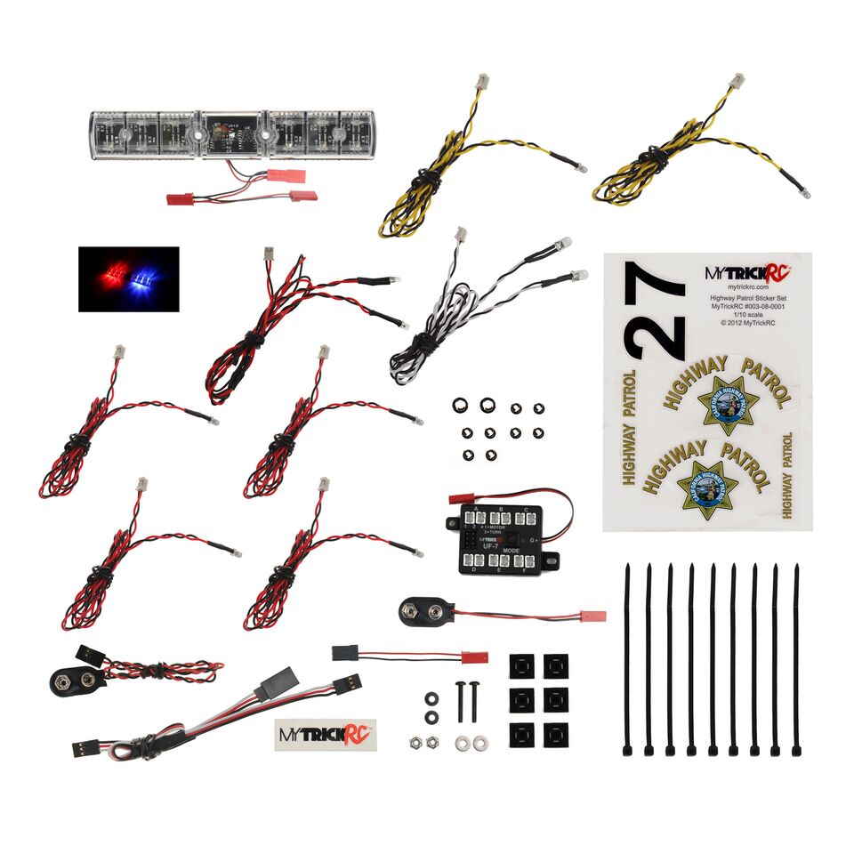 Kit de barra de luces MYKEM4 CHP Deluxe, CHP Basic + Interceptor de policía intermitente y calcomanías CHP