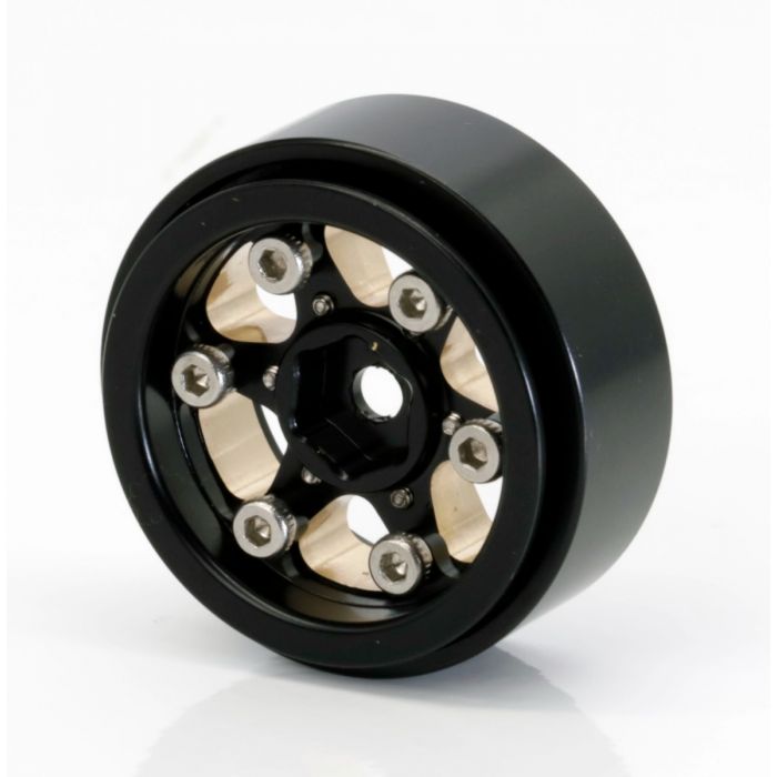 PHBSCX24110 1.0" Black Brass Beadlock Crawler Wheels, for 1/24 Axial SCX24