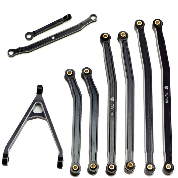 Enlaces de chasis de aluminio de alto espacio libre, negros, para Axial SCX24 Jeep / Gladiator PHBSCX24130BLACK