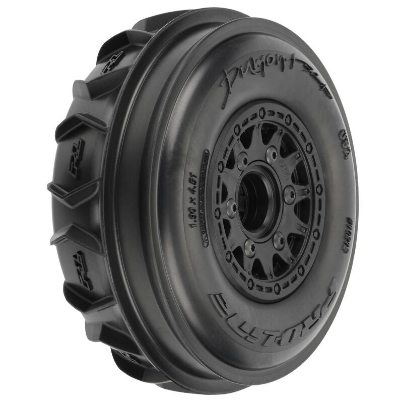 PRO10212-10 Pneus Avant Pro-Line Dumont SCT montés sur roues Raid noires (2)