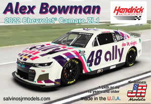 SJMHMC2022ABP 1/24 Hendrick Motorsports Alex Bowman 2022 Camaro Kit de coche modelo de plástico