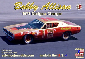 SJMBADC1971D 1/25 Bobby Allison 1971 Dodge Charger Flathood Kit de modelo de coche de plástico