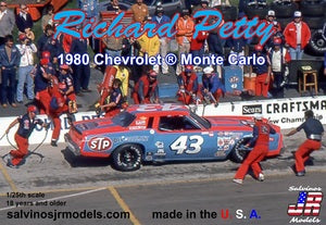 SJMRPMC1980O  1/25 Richard Petty Racing 1980 Chevrolet Monte Carlo Reverse Paint Plastic Model Car Kit