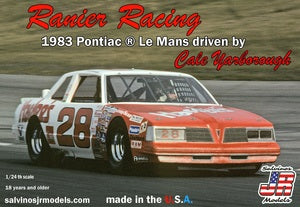 SJMRRLM1983D 1/24 Ranier Racing 1983 Pontiac LeMans, conduit par Cale Yarborough, kit de modèle de voiture en plastique