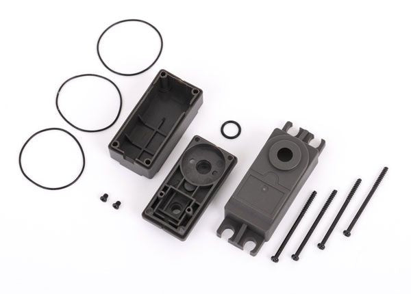 2276 Traxxas Servo case, plastic (top, middle, bottom)/ gaskets/ hard