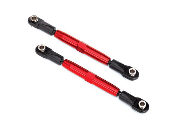 3644R Camber links, rear (TUBES red-anodized, 7075-T6 aluminum, stronger than titanium) (73mm) (2)/ rod ends (4)/ aluminum wrench (1)