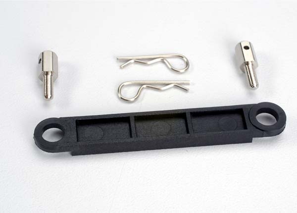 3727 Traxxas Battery Hold Down Plate (Black)(2 Body Clips)