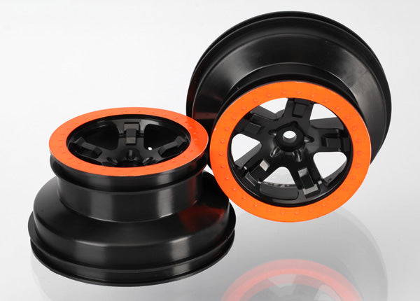 5868X Roues, SCT noires, style Beadlock orange, double profil (extérieur 2,2", intérieur 3,0") (4RM avant/arrière, 2RM arrière) (2)