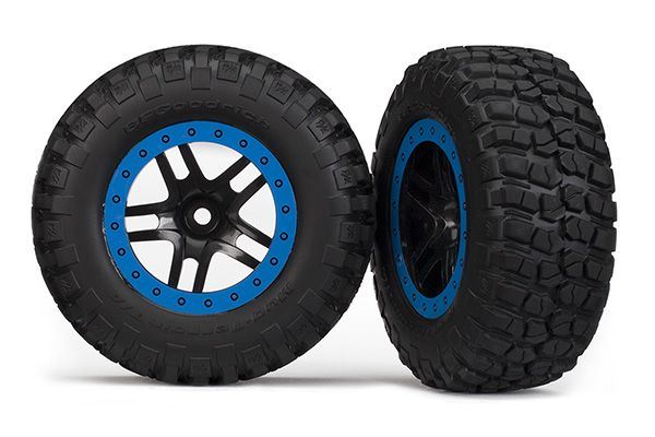 5885A Pneu avant Traxxas BFGoodrich KM2 (2) (noir/bleu) (standard)