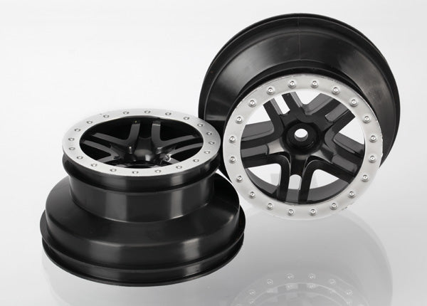 Ruedas Traxxas 5886, radios divididos Sct, negras, Beadlock St en cromo satinado 