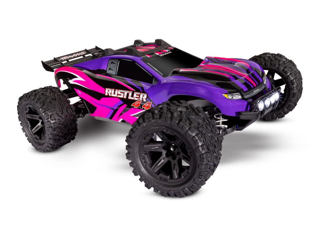67064-61 Traxxas Rustler 4X4 1/10 4WD Stadium Truck RTR - Pink with LED TRA67064-61PINK