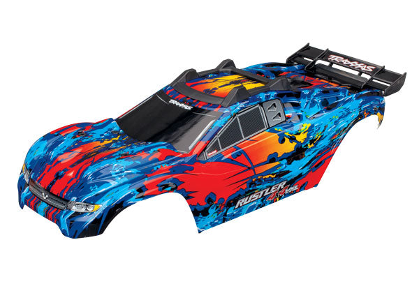6717R Traxxas Body, Rustler 4X4 VXL, rojo/ventana, parrilla, calcomanía de luces