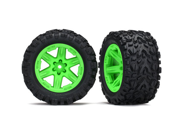 6774G Traxxas Tires & wheels, assembled, glued (2.8') (Rustler 4X4 green