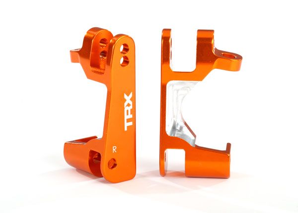 6832A Caster blocks (c-hubs), 6061-T6 aluminum (orange-anodized), left & right