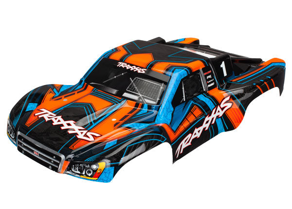 6844 Traxxas Body, Slash 4X4, orange and blue (painted, decals applied)