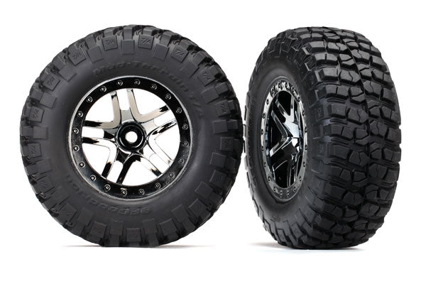 6873t Traxxas Neumáticos y ruedas, ensamblados, pegados (SCT Split-Spoke negro