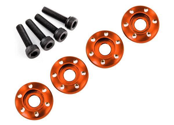 7668X Traxxas Wheel nut washer, machined aluminum, orange / 3x12mm CS