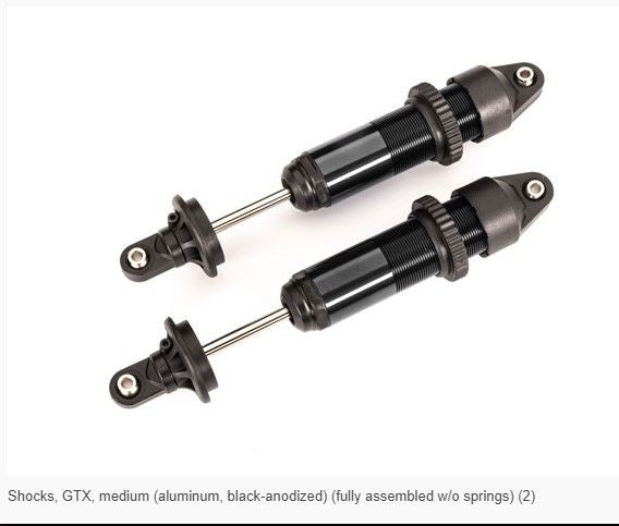 Amortiguadores Traxxas 7861A, GTX, medianos (aluminio, anodizado negro) (2)
