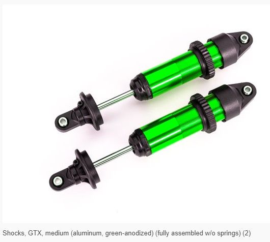 7861G Traxxas Shocks, GTX, Medium (Aluminum, Green-Anodized) (2)
