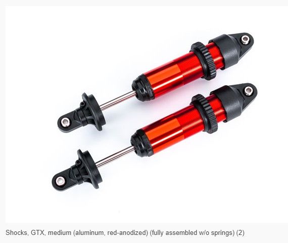 Amortiguadores Traxxas 7861R, GTX, medianos (aluminio, anodizado rojo) (2)
