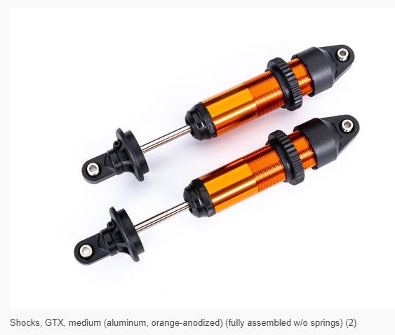 7861T Traxxas Shocks, GTX, Medium (Aluminum, Orange-Anodized) (2)