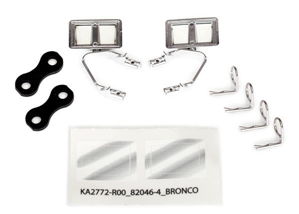 8073X Espejos laterales, cromados (izquierdo y derecho)/retenedores (2)/clips para la carrocería (4) (se adapta a la carrocería #8010)