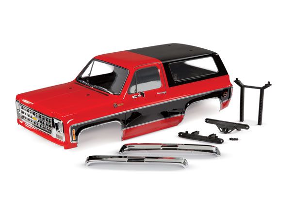 8130R Carrocería, Chevrolet Blazer (1979), completa (roja) (incluye parrilla, espejos laterales, manijas de puertas, limpiaparabrisas, parachoques delantero y trasero, calcomanías) 