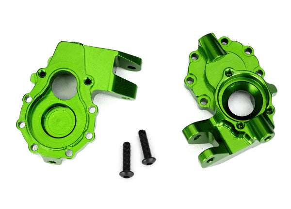 8252G Portal housings, inner (front), 6061-T6 aluminum (green-anodized) (2)/ 3x12 BCS (2)