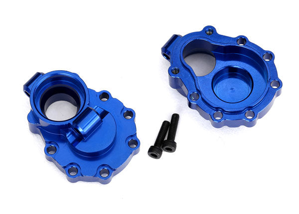 8253X Portal housings, inner (rear), 6061-T6 aluminum (blue-anodized) (2)/ 2.5x10 CS (2)