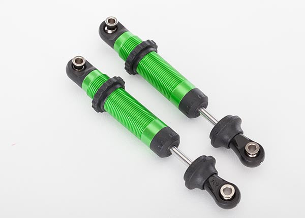Amortiguadores Traxxas 8260G, GTS, aluminio (anodizado en verde) (ensamblados con retenedores de resorte) (2)
