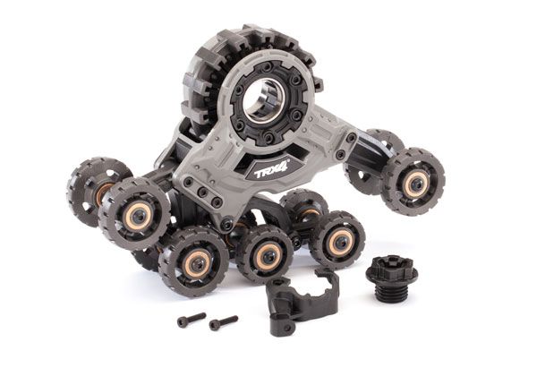 8881 Traxx™, front, left (assembled) (requires #8886 stub axle, #7061 GTR shock, & #8895 rubber track)