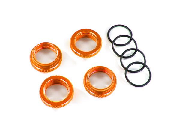 8968A Traxxas Spring retainer (adjuster), orange-anodized aluminum, GT-Maxx shocks (4) (assembled with o-ring)