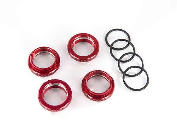 8968r Traxxas Spring retainer (adjuster), red-anodized aluminum, GT-Maxx shocks (4) (assembled with o-ring) 8968R