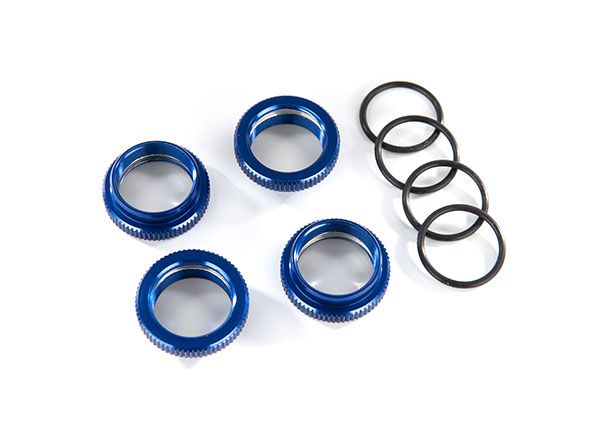8968x Traxxas Spring retainer (adjuster), blue-anodized aluminum, GT-Maxx shocks (4) (assembled with o-ring) 8968X