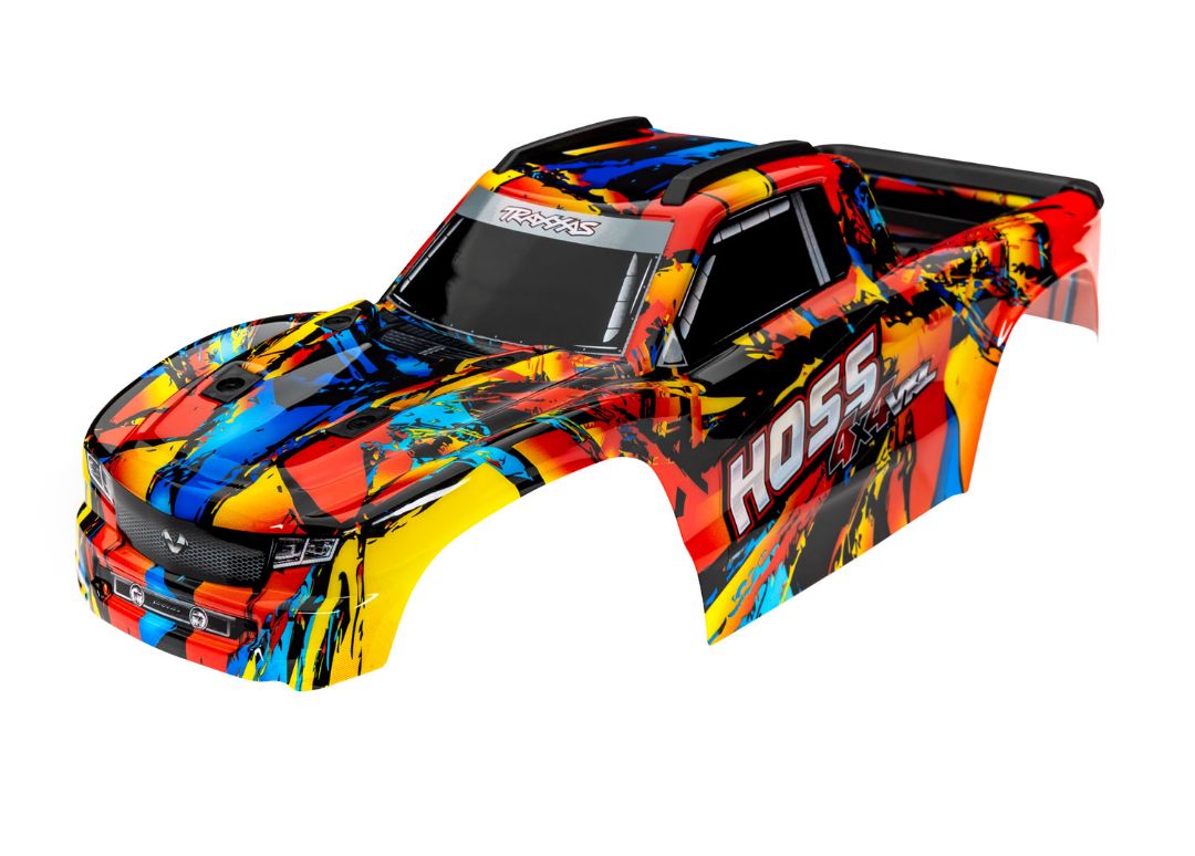 9011R Traxxas Body, Hoss 4X4 VXL, Solar Flare (painted, decals applied