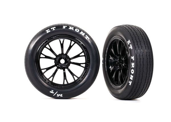 9474 Traxxas Tires & wheels, assembled (gloss black wheels) (Fr) (2) 9474