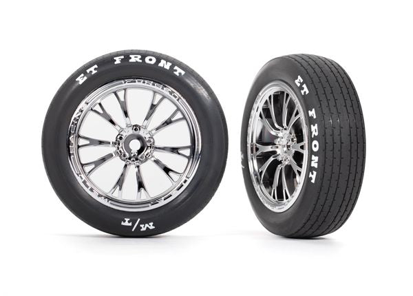 9474R Traxxas Tires & wheels, assembled (chrome wheels) (Fr) (2) 9474R