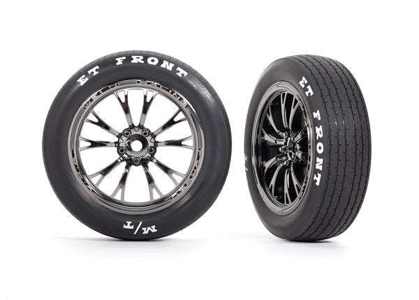 9474x Traxxas Neumáticos y ruedas, ensamblados (ruedas cromadas negras) (Fr) (2) 9474X